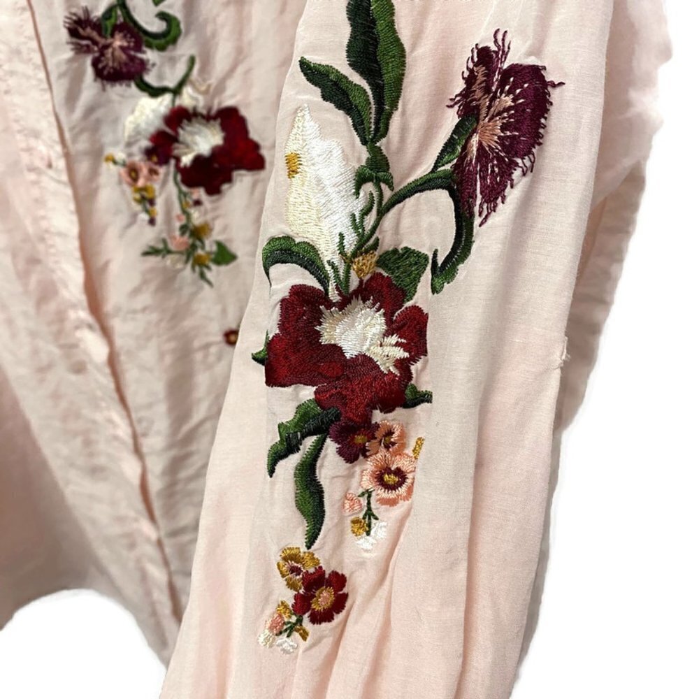 Zara Premium Pale Pink Silk Floral Blouse - Picture 4 of 4